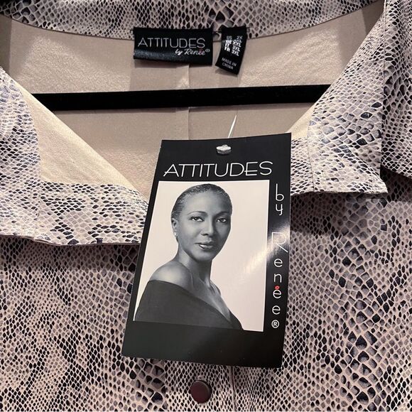 ATTITUDES by Renee • Snake Print Button Up Pullover Top • Size 2X - Picture 2 of 8